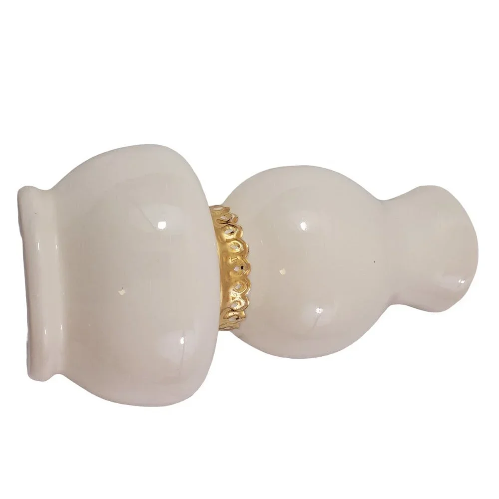 SIGNED Art Ceramic Ivory with Gold Accent Tabletop Wall Vase